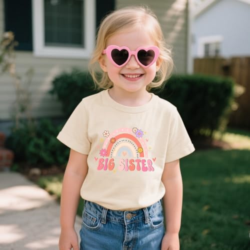 Image of Toddler Girl Big Sister Shirt Pregnancy Announcement T-Shirts Cotton Short Sleeve Tees 2-10 Years