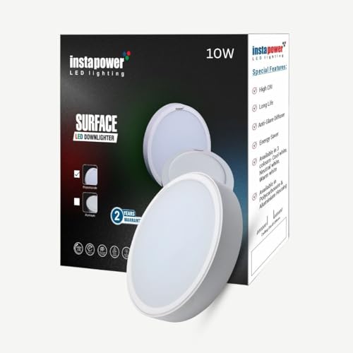Image of Instapower Polycarbonate Surface Ceiling Light Ultra Slim Round LED Downlight 2-Year Warranty (Warm White-10W)