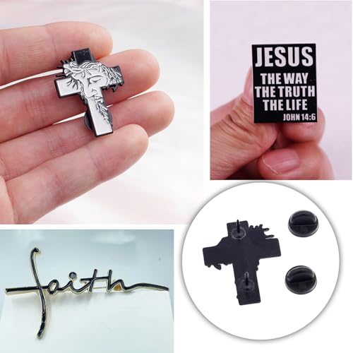 Image of 4PCS Jesus Pin,Christian Pins Enamel Lapel Pin,Jesus Pins for Backpacks Hat Jacket,Religious Belief Cross Lapel Brooch for Women Christmas Jewelry Bags Clothing Decoration