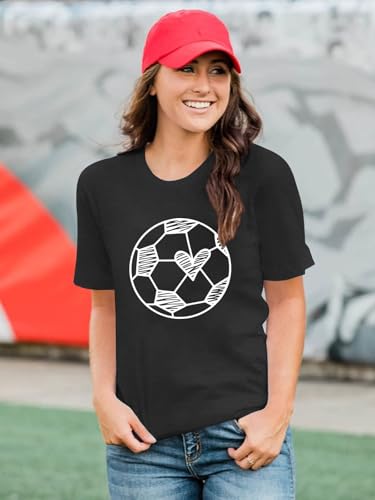 Soccer Mom Shirt Women World Cup 2026 Shirt Soccer Heart Graphic T-Shirt Game Day Football Tee Tops Grey