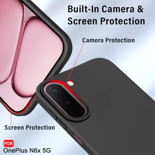 Image of TheGiftKart Liquid Silicon Back Cover Case for OnePlus N6X 5G | Total Camera Protection | Micro-Fibre Lining Inside | Shockproof Back Cover Case for OnePlus N6X 5G (Silicone, Black)