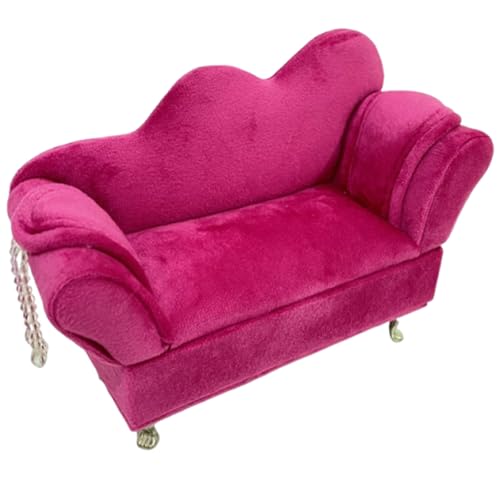 Boîte à bijoux en flanelle douce design canapé rose pour organiser votre coiffeuse