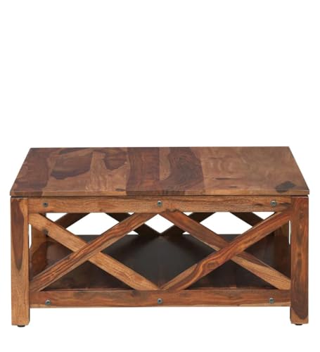 Image of Solid Sheesham Wooden Coffee Table for Home & Office | Centre Table for Living Room | Honey Finish