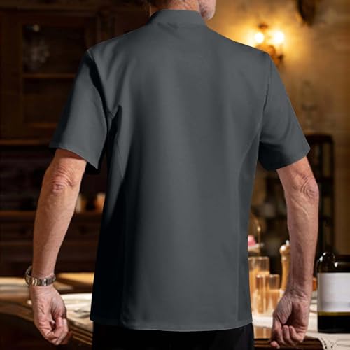Unisex Chef Shirt Short Sleeve Chef Coat for Men Breathable Cook Shirts Fashion Restaurant Kitchen Working Uniform3