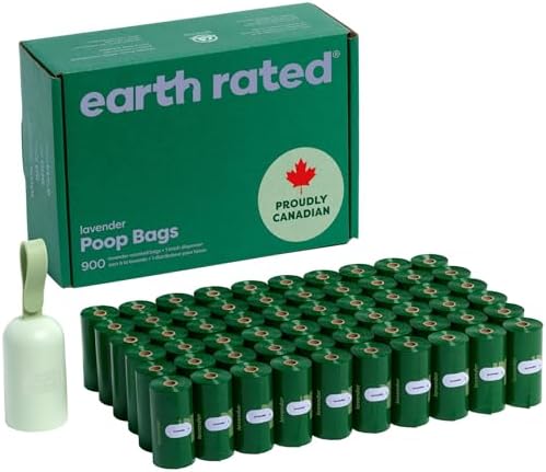 Earth Rated Dog Poop Bag Holder, Durable and Guaranteed Leakproof, Lavender Scented, 1 Dispenser and 900 Bags