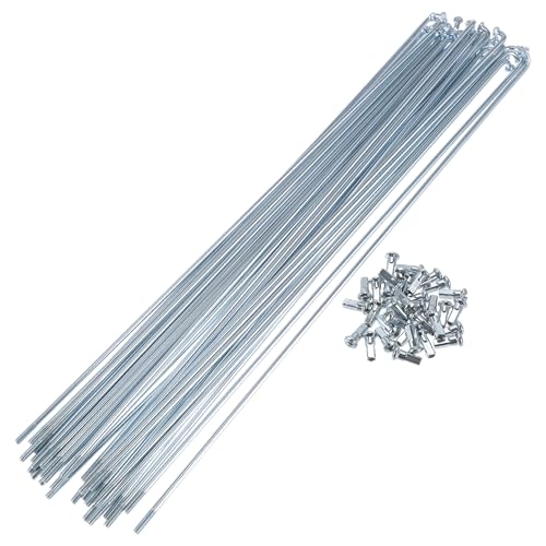 VekAuto 1 Set Bicycle Spokes 12G 280mm Length Bike Wheel Spokes Universal Carbon Steel Galvanized Silver Tone Nipple