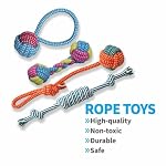 7 Pack Dog Toys for Teething, Entertainment, Puppy Chew Toys Pack with Cute Squeaky Toys,Durable Ropes Chew Toys - Image 5