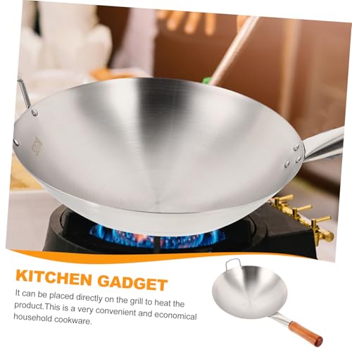 Wok de acero inoxidable con mango largo antideslizante miniatura 6