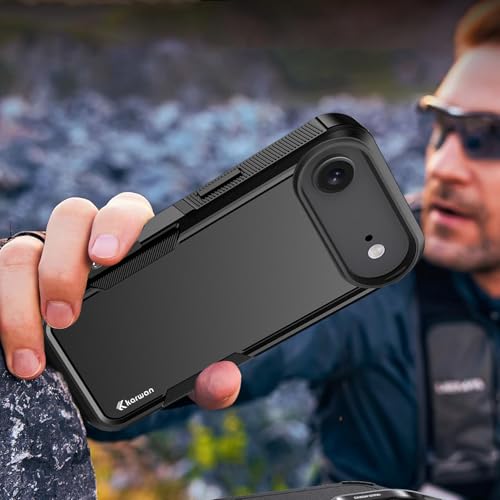 Image of KARWAN Rugged Matte Back Case Cover Compatible with iPhone 17Air Military Grade Drop Protection, Heavy Duty Shockproof Hybrid TPU + PC, Anti Slip Grip, Dual Layer Camera Protection, Black