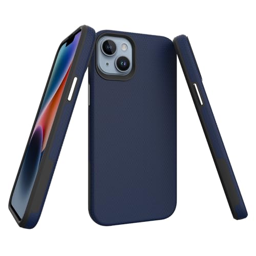 Image of NOXO Ultra-Hybrid Triangle Back Case Cover for iPhone 14 Plus, | Shockproof Design | Camera Protection | Soft TPU & Rugged PC | Bumper Case Cover for iPhone 14 Plus, (Prussian Blue)