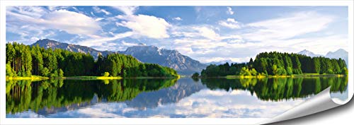 Montagnes Forêt Lac Poster XXL Panorama Photo - 118,8 x 42 cm, Forggensee à Neuschwanstein, Fuessen, Bavière, Allemagne, Alpes, Roi Ludwig II,...