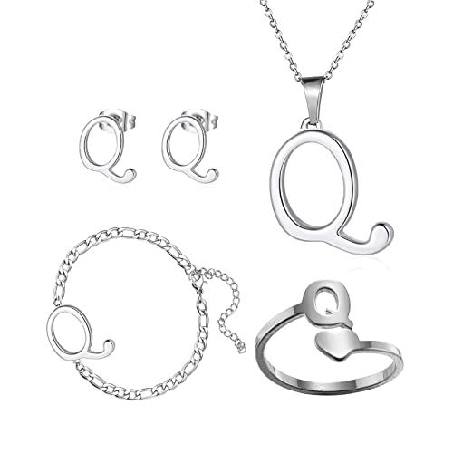 Bijoux acier inoxydable hypoallergénique ne rouille pas bague et collier initiale pour peau sensible