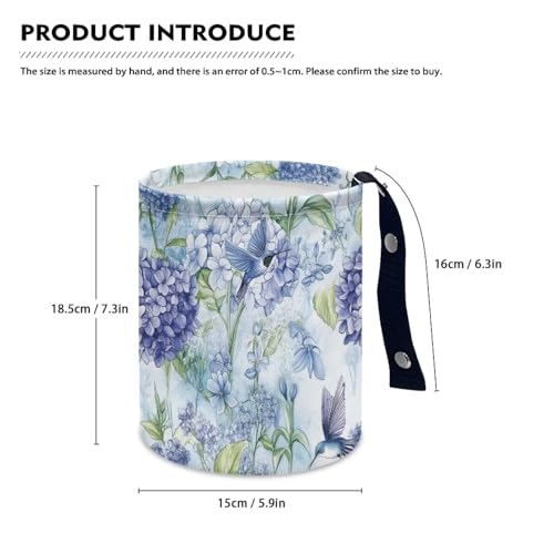 Image of Bird Hydrangea Trash Bag for Cars Vehicle Trash Can Waste Basket Collapsible Reusable Leak Proof Car Organizer Road Trip Must Haves for Kids