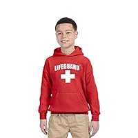 Officially Licensed LIFEGUARD First Quality Youth Kids Hooded Pullover Sweatshirt with Hood (L (14/16)) Red