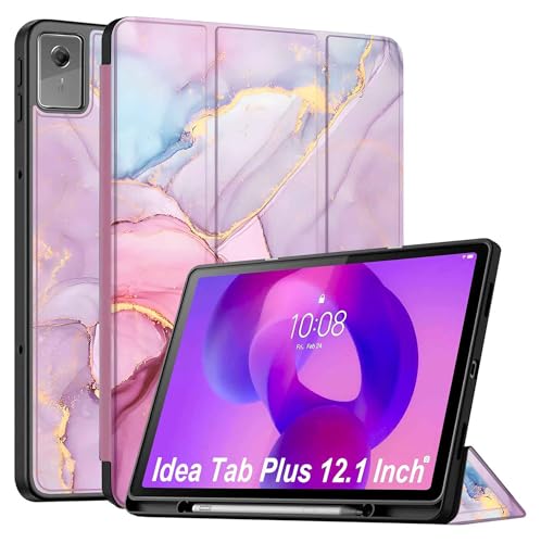 Image of ProElite Cover for Lenovo Idea Tab Plus 12.1 inch 2025 case Cover, Soft Flexible Flip Case Cover for Lenovo Idea Tab Plus 12.1 inch 2025 [Recoil Series] - Marble Pink