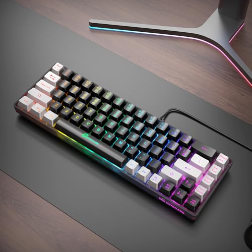 Image of 65% Gaming Keyboard, LED Backlit Mini Wired Gaming Keyboard, Ultra-Compact Anti-Ghosting No-Conflict 68 Keys Gaming Wired Keyboard for PC Laptop Gamer