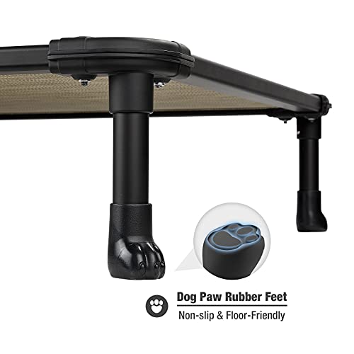 Veehoo Chew Proof Elevated Dog Bed - Cooling Raised Pet Cot - Rustless Aluminum Frame And Durable Textilene Mesh Fabric, Unique Designed No-Slip Feet For Indoor Or Outdoor Use, Beige Coffee, Large #TOP1