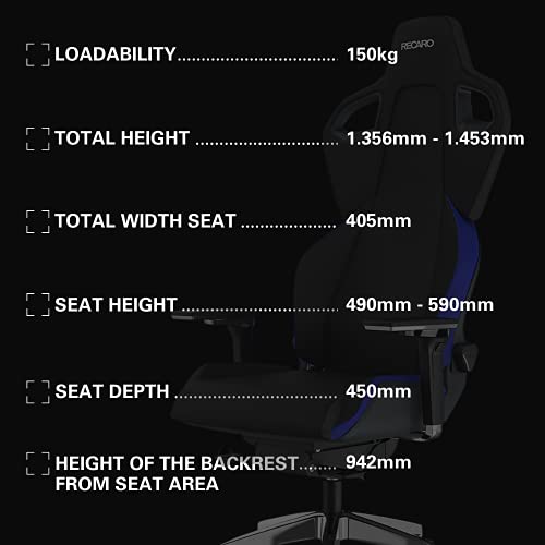 RECARO Exo FX Gaming Stoel I Ergonomische & in hoogte verstelbare game stoel met 5D-armleuningen - voor meer zitcomfort bij professioneel gamen en op kantoor I Gaming Chair Racing Blue - Afbeelding 6