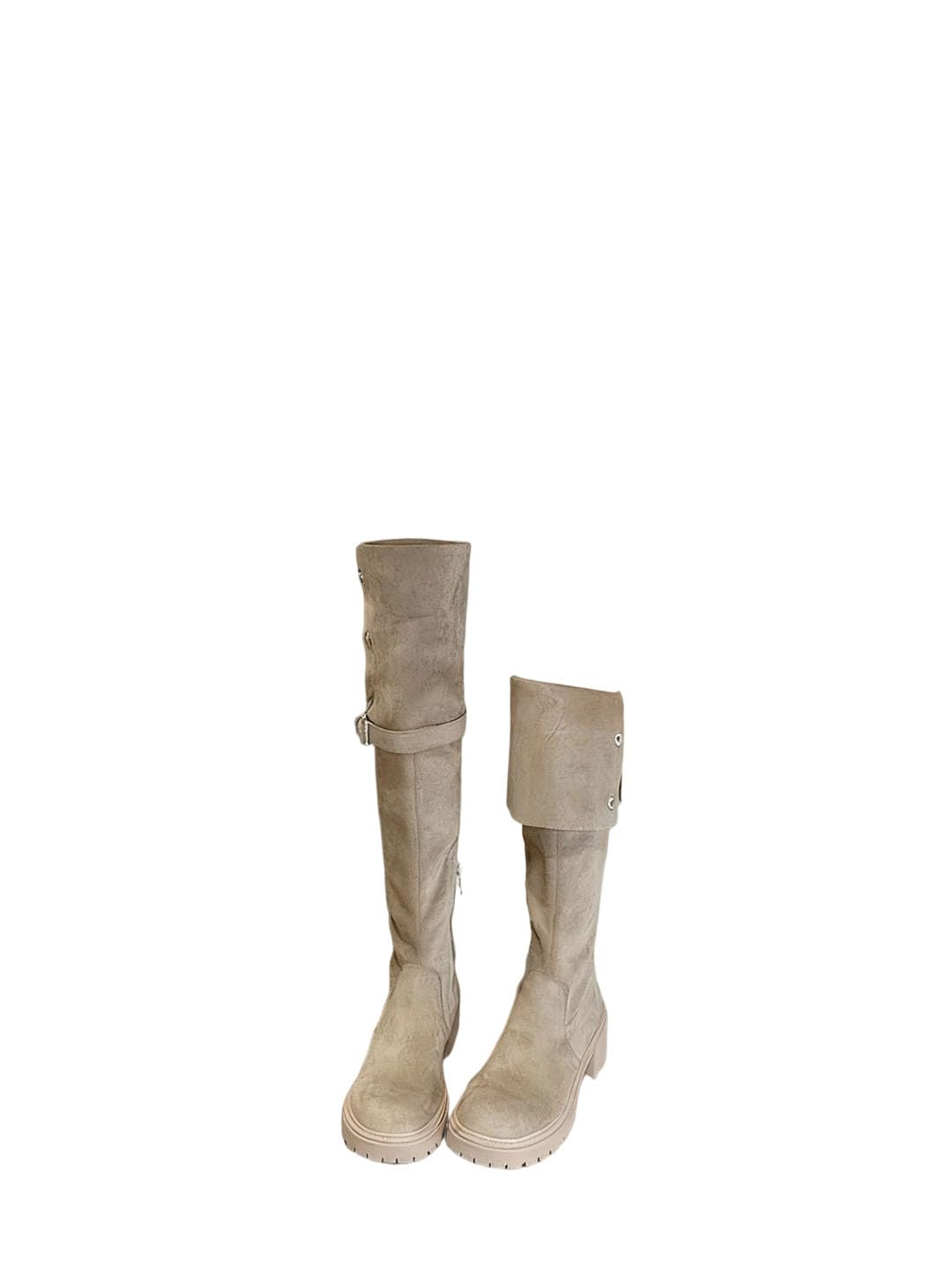 Women Over Knee Cowboy Boots Platform Suede Fur Wedge Thigh High Winter Motorcycle Boots