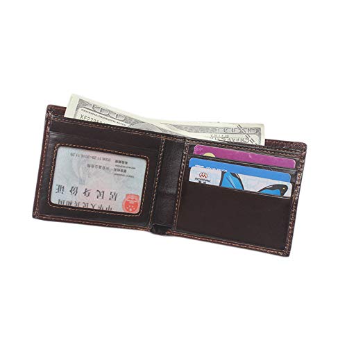 East Rain Men's Cool Eagle Wolf Horse Totem Cowhide Leather Vertical Wallet Zipper Multi-Card Cardholder (Horse Totem) #TOP3