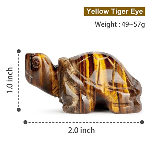 Leadgem Healing Crystal Turtle Figurines 2" Smooth Pocket Sculpture Tortoise Decor Yellow Tiger Eye Hand Cared Gemstone Statue #TOP3