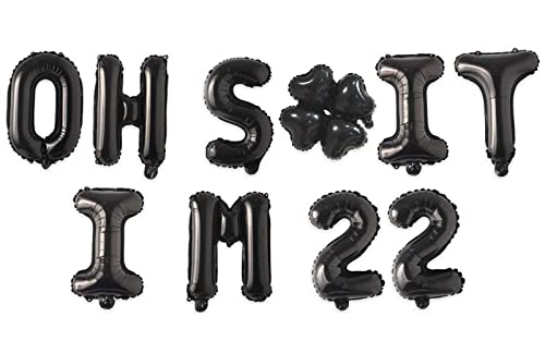 Image of Oh I'm 22! Latex Balloons 16 Inch Black Hallo Twenty Two Cheers to 22 Years Old Theme Decor for Man Woman Happy 22th Birthday Party Photo Studio Prop Flag Decorations Favors Supplies