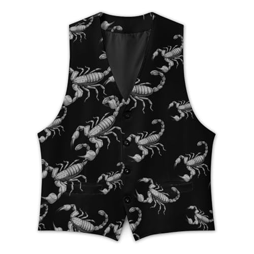 Cartoon Scorpion Men's Suit Vest Slim Fit Business Dress Party Pattern Waistcoat Vest Top3