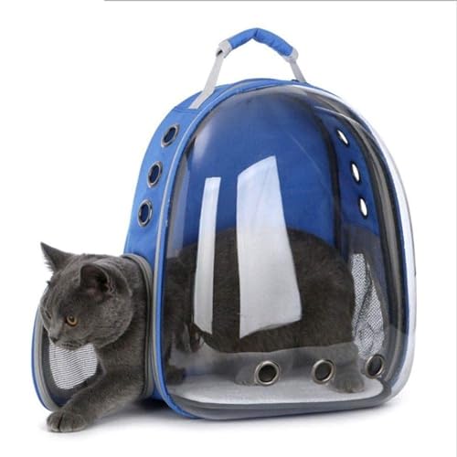 Image of The Pets Company Transparent Capsule Breathable Airline-Approved, Ventilate Carrier Backpack for Travel, Hiking and Outdoor for Cats & Kittens - Royal Blue