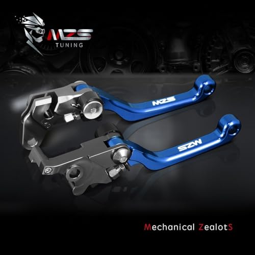 Image of MZS Blue Dirt Bike Brake Clutch Levers Pivot Adjustable CNC Compatible with WR250F 2017-2023 / WR450F 2016-2023