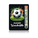 Fussball Geschenke Jungen Geldgeschenk Holz Kleiner Wunscherfüller Set mit Reagenzglas und Box coole fußball geschenke für jungs Teenager Herren Geburtstag Jugendweihe Deko