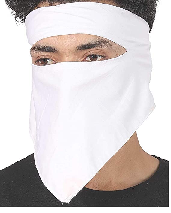 Men and Women Double Cotton Fabric Reusable, Washable, Durable Full Face Mask for Bikers from Dust Protection and Respirator Pollution and Sun Rays (Pure White) - PACK OF 2-image-30