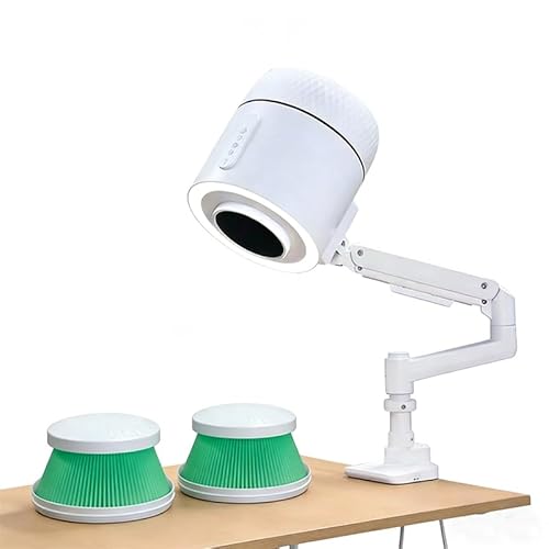 Image of Pedicure Nail Dust Collector 200W, Quiet Overhead Manicure Vacuum Cleaner Extractor Table Clamp for Salon Acrylic Nails, Powerful Built-in Led 3500 Lumen Dimmable Nail Lamp (2PCS H13 HEPA Filters)