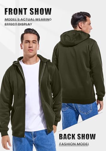 Gesean Men's Zip Up Fleece Hoodie Casual Drawstring Hooded Sweatshirt with Kanga Pocket3