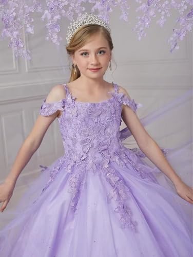 Flower Girl Dress Butterfly Appliques Princess Pageant Dresses for Girls Off Shoulder First Communion Dresses3