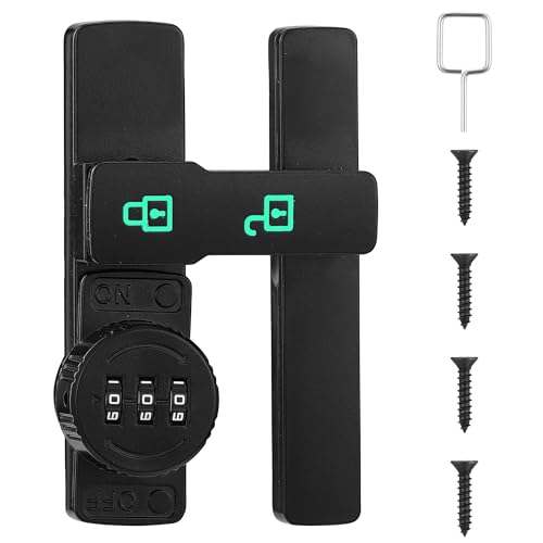 Lpraer Loquet de Porte Lumineuse à 180 Degrés avec Verrouillage Numérique à 3 Chiffres, Loquet de Porte Verrouillable, Serrure de Sécurité, Loquet pour Porte Coulissante, Porte d’Appartement, Abri de