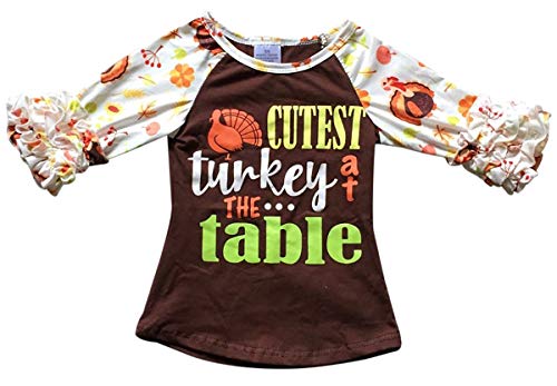 Little Girls Ruffle Sleeve Unicorn Pumpkin Halloween Raglan Top T-Shirt Te