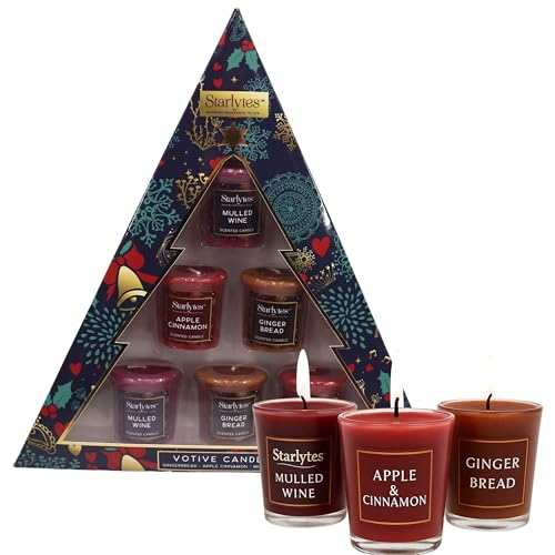 Starlytes Votive Candles Set - Scented Votives Candle Gingerbread, Apple & Cinnamon, Mulled Wine Candles Gifts for Women, Woman Gifts, Present for Women