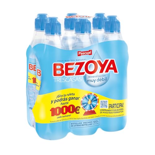Bezoya - Agua Mineral Natural - Agua de mineralización muy débil - Pack de 6 x 750ml - Tapón Sport