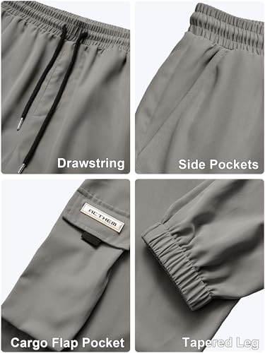 Image of JEMLDL Mens Cargo Joggers Pants Elastic Waist Drawstring with Flap Pockets Techwear Pants for Men