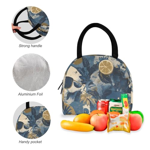 Tropical Skulls Print Backpack Set with Lunch Bag, Large Capacity Travel Backpacks and Lunch Box Insulated for Commute Hiking Picnic4