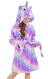 Doctor Unicorn Girls Unicorn Galaxy Stars Hooded Robe, Unicorn Gifts for Girls - Bright Purple Galax