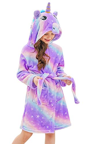 Doctor Unicorn Girls Unicorn Galaxy Stars Hooded Robe, Unicorn Gifts For Girls - Bright Purple Galaxy 10-11 Years #TOP23