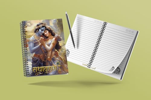 Image of zenithink Radha Krishna Wiro Journal Notebook | 80 gsm Paper With 350GSM Hard Cover | Single Ruled | Pages - 160 | A5 Size | Wiro Binding | Versatile for School, Home & Office |