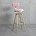 POIU Nowoczesne obrotowe krzesła barowe z oparciem, stołek barowy o wysokości blatu z regulowanymi złotymi metalowymi nogami, flanelowe tapicerowane stołki barowe do jadalni (kolor: różowy, rozmiar: B)