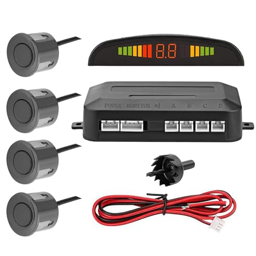 Qfdiwr Capteur de stationnement de Voiture - Système de Radar de recul visuel pour véhicule Automobile avec 4 capteurs de stationnement, Aide au de Garage...
