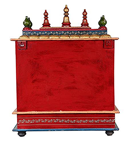 Home and Bazaar Rajasthani Ethnic Handcrafted Wooden Temple/Mandir/Pooja Ghar/Mandapam (Multicolor09)