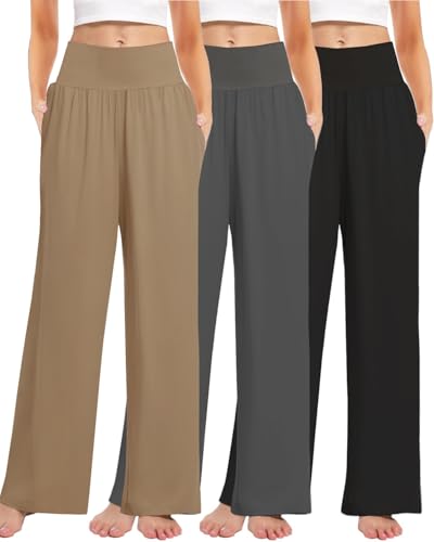 Amazon.com: Kivdol 3PACK Women's Casual Loose Wide Leg Cozy Pants