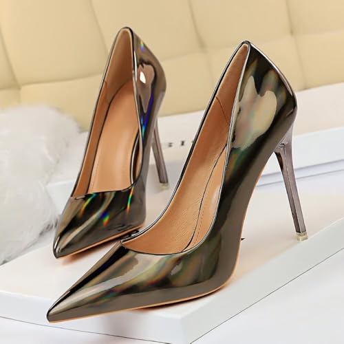 LUXINYU Women Sexy Pointed Toe Heels Elegant Stiletto Shiny Pu Leather Upper Ladies Pumps Party Dress Shoes Comfortable Work Office Shoes4