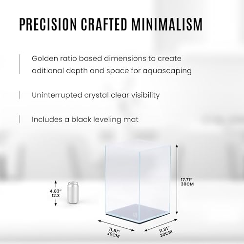 Image of UNS Ultra Clear Rimless Tank - 10.6GAL | 40.5L - 11.81x11.81x17.71 | 30x30x45 CM, 5mm Glass Thickness, Leveling Mat Included - Low Iron, High Clarity Fish Tank w / 45 Mitered Edge - [30T]