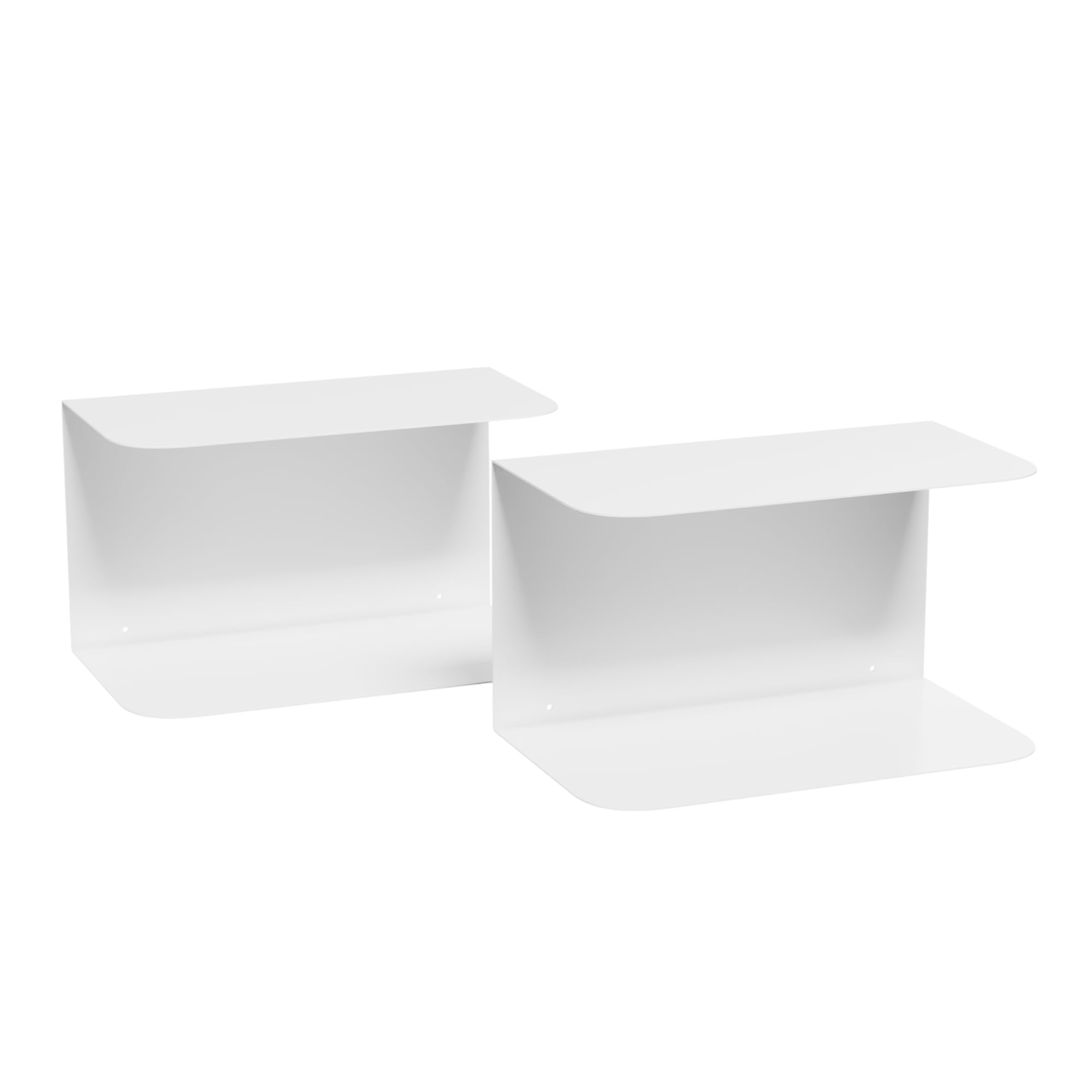 [en.casa] Set di 2 Mensole in Metallo Consolle da Parete con 2 Ripiani Comodini Sospesi a Forma di C in Stile Industriale 40x23x23cm Bianco